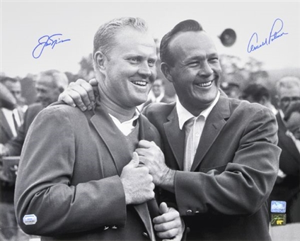 Jack Nicklaus and Arnold Palmer 1965 Masters Celebration 16x20 Autographed Photograph